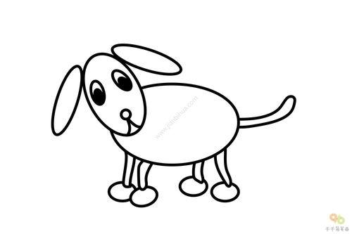 小狗吃瓜简笔画