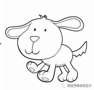 小狗吃瓜简笔画